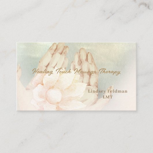 ディーパーモダンウォーター色の手マッサージセラピスト 名刺 (正面)