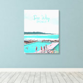 ディーフービーチノーザンビーチレトロ旅行 キャンバスプリント (インサイチュ (ウッドフロア))