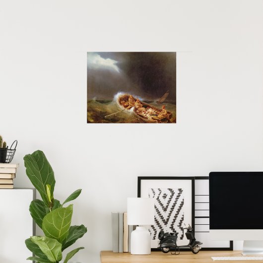 ディープからのボート戻る魚釣り ポスター (ホームオフィス)