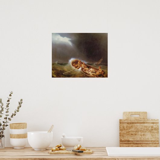 ディープからのボート戻る魚釣り ポスター (キッチン)