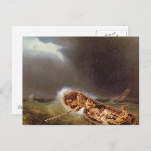 ディープからのボート戻る魚釣り ポストカード (正面/裏面)