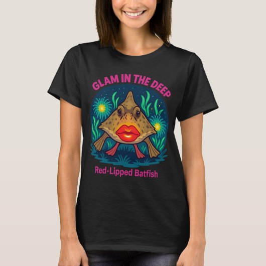 ディープで輝け - アカクチコミツグミ 可愛い深海魚 Tシャツ (正面)