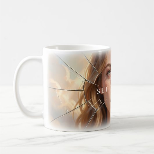 👁️ ディープに見る砕けたガラスの陶磁器マグ コーヒーマグカップ (左)