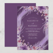 ディープアメジスト芍薬の結婚式 招待状 (正面/裏面)