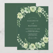 ディープエメラルドの優雅な自然の結婚式 招待状 (正面/裏面)