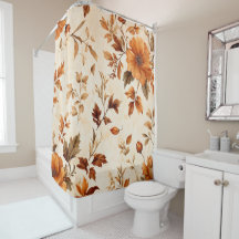 ディープオレンジ アンバー ヴィンテージ フラワー オータム パターン