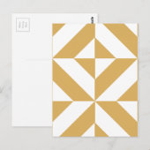 ディープクール ゴールド ジオメトリック デコ キューブ パターン ポストカード (正面/裏面)