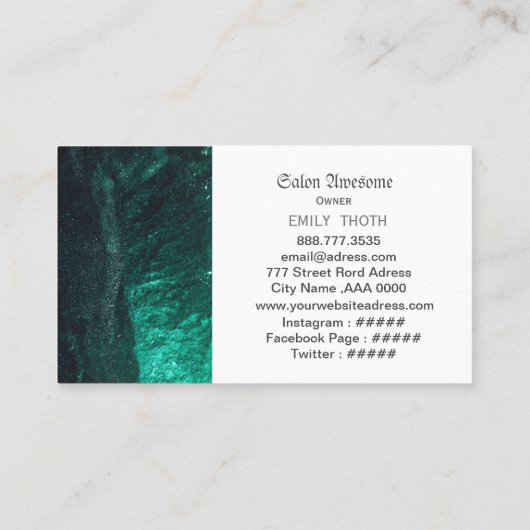 ディープグリーンのグラデーションが綺麗な 名刺 (裏面)