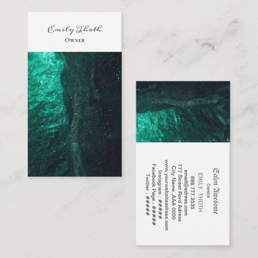 ディープグリーンのグラデーションが綺麗な 名刺 (正面/裏面)