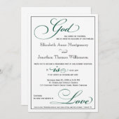 ディープグリーン 神は愛のクリスチャンウェディング 招待状 (正面/裏面)