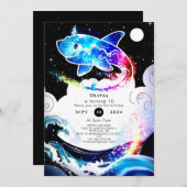 ディープシーマジカルシンプルルシャーク誕生日 招待状 (正面/裏面)