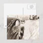 ディープスノー オールド ヴィンテージ カー ポストカード (正面/裏面)