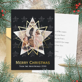 ディープチャコール幾何学スターゴールドクリスマス 箔シーズンカード