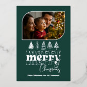 ディープティール＆シルバーレトロドゥードルクリスマスフォト 箔シーズンカード (正面)