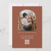 ディープテラコッタアーチの秋の結婚式 | 写真 + QR 招待状 (裏面)