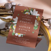 ディープテラコッタ フローラル ウェディング | ボタニカル QR コード 招待状