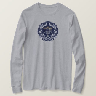 ディープネイビーメノラー・ウィリアム・モリス柄 Tシャツ