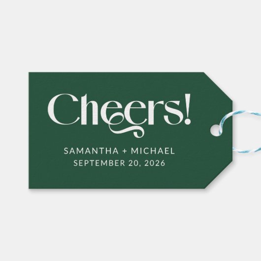 ディープパイン装飾セリフ ウェディング Cheers ギフトタグ (正面(横))