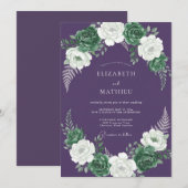 ディープパープルの憂鬱な冬の結婚式 招待状 (正面/裏面)