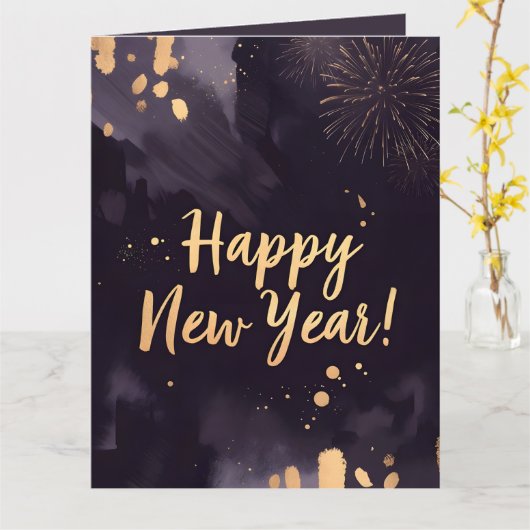 ディープパープルストロークス - お年賀カード カード (黄色い花)