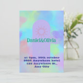 ディープパープル ソフト ウェディング スタッフ 招待状 (スタンド正面)