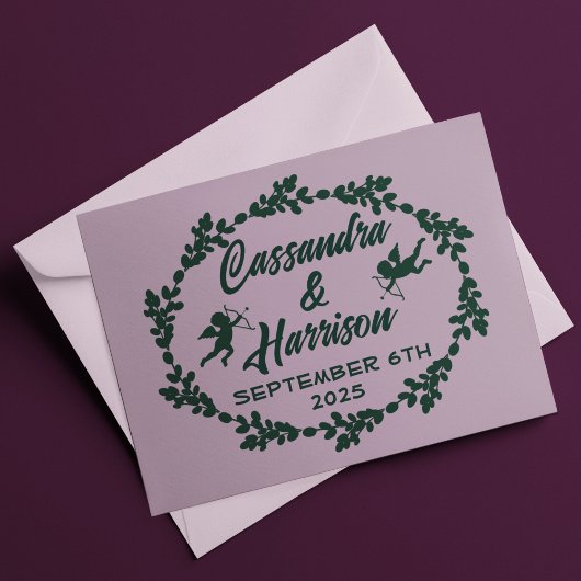 ディープパープル ラスティック ウェディング サンキューカード