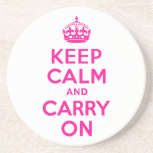 ディープピンク Keep Calm and Carry On コースター