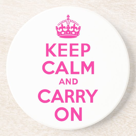 ディープピンク Keep Calm and Carry On コースター (正面)