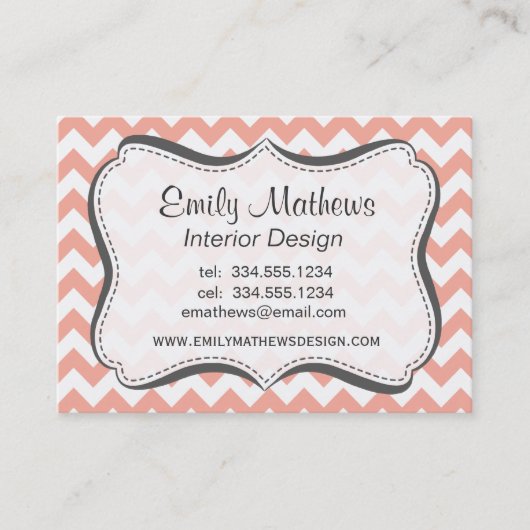 ディープピーチのシェブロン; ジグザグ 名刺 (正面)