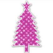 ディープフクシアピンクのクリスマスツリー(星付き) シール (正面)