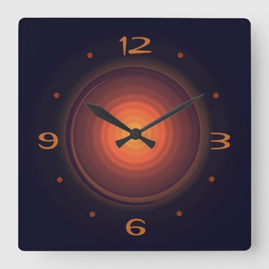 ディープブラウンにゴールドの渦巻きセンター>ウォールクロック スクエア壁時計 (正面)