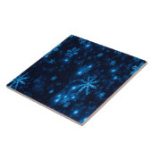 ディープブルーと輝く雪の結晶 セラミックタイル (側面)
