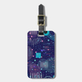 ディープブルーの夢 - アブストラクトアート ラゲッジタグ (正面縦)