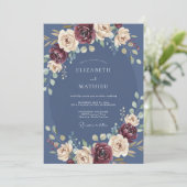 ディープブルーの花々 秋の結婚式 招待状 (スタンド正面)