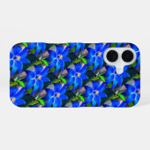 ディープブルーの花柄 iPhone 16ケース (裏面横)