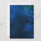 ディープブルーピーコックの羽根 現代のウェディング 招待状 (裏面)