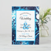 ディープブルーマーブル流動アート招待状 招待状 (スタンド正面)