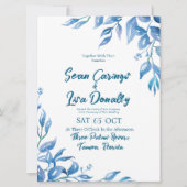 ディープブルー ウェディング 招待状 (正面)