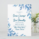 ディープブルー ウェディング 招待状 (スタンド正面)