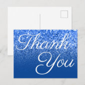 ディープブルー オンブレ ボケ グリッター ありがとうございます ポストカード (正面/裏面)