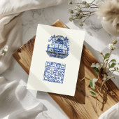 ディープブルー シノワズリー ヴィンテージ フラワーデザイン カード