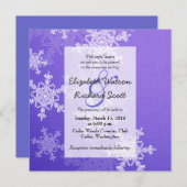 ディープブルー スノーフレーク クリスマス ウェディング 招待状 (正面/裏面)