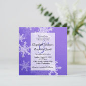 ディープブルー スノーフレーク クリスマス ウェディング 招待状 (スタンド正面)