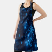 ディープブルー ブライト スノーフレーク ホリデー 大 エプロン (インサイチュ)