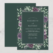 ディーププラムダリアの結婚式 招待状 (正面/裏面)