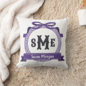 ディープヘザーパープル グリーキー ボウ モノグラム クッション (ブランケット)