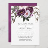 ディープベルベットフラワーの結婚式　縮小したゲストリスト 案内状 (正面/裏面)