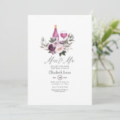 ディープベルベットフラワーワイン テーマのブライズシャワー 招待状 (スタンド正面)