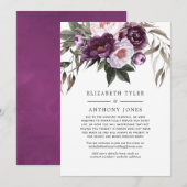ディープベルベット フラワーの結婚式  招待客リスト縮小 案内状 (正面/裏面)