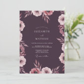 ディープモーブの花びらウェディング 招待状 (スタンド正面)